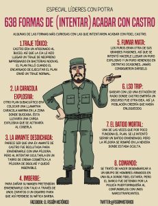 A lo largo de su mandato, Fidel Castro fue objeto de numerosas conspiraciones y atentados por parte de los Estados Unidos...sin éxito.