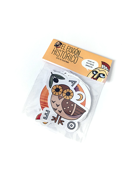 Lote de 5 pegatinas de varios tamaños de temática de la Antigua Grecia.