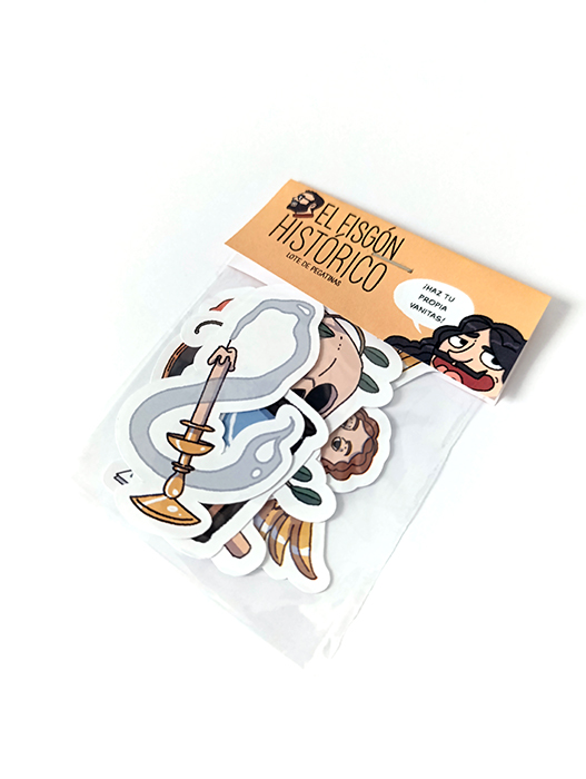 Lote de 5 pegatinas de varios tamaños que forman una "Vanitas", una temática típica del barroco. ¡Perfectas para pegarlas en tu carpeta!